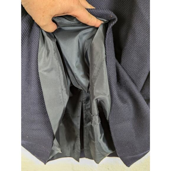 Vtg Carlisle Wool Skirt Womens 10 Midi Navy Blue Modest Grannycore Countryside - Picture 7 of 7